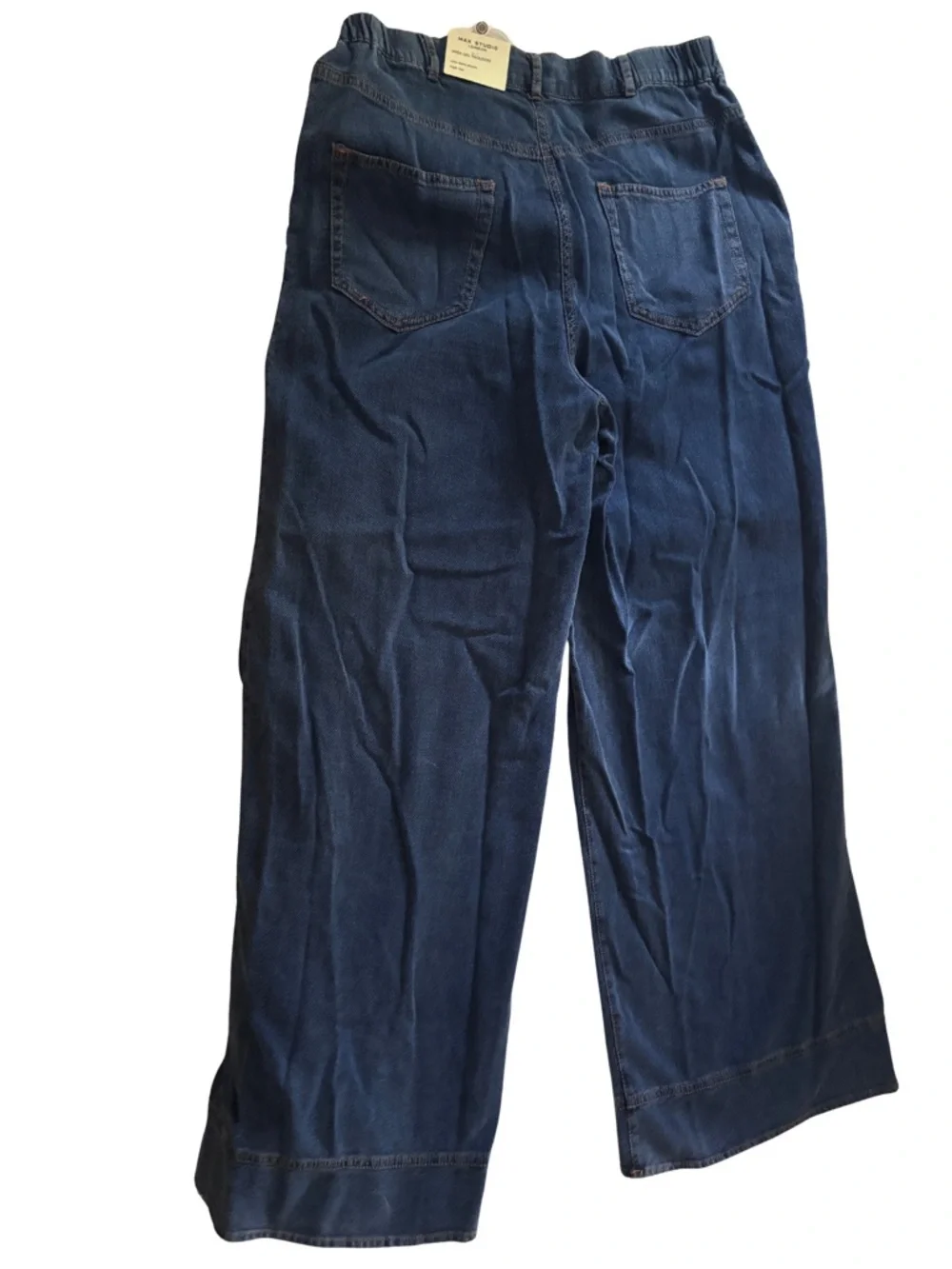 Wide Leg Knit Denim Pants in Deep Indigo - Picture 2 of 2